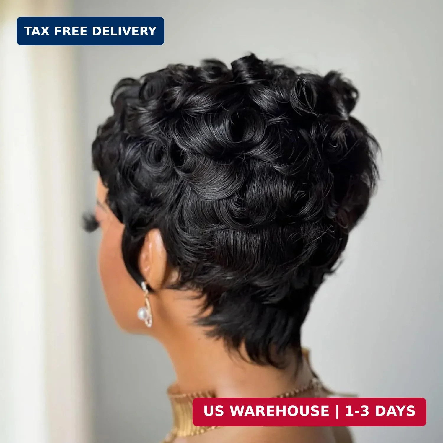 Pixie Cut Wigs for Black Women Brazilian Curly Pixie Cut Wig Human Hair Glueless