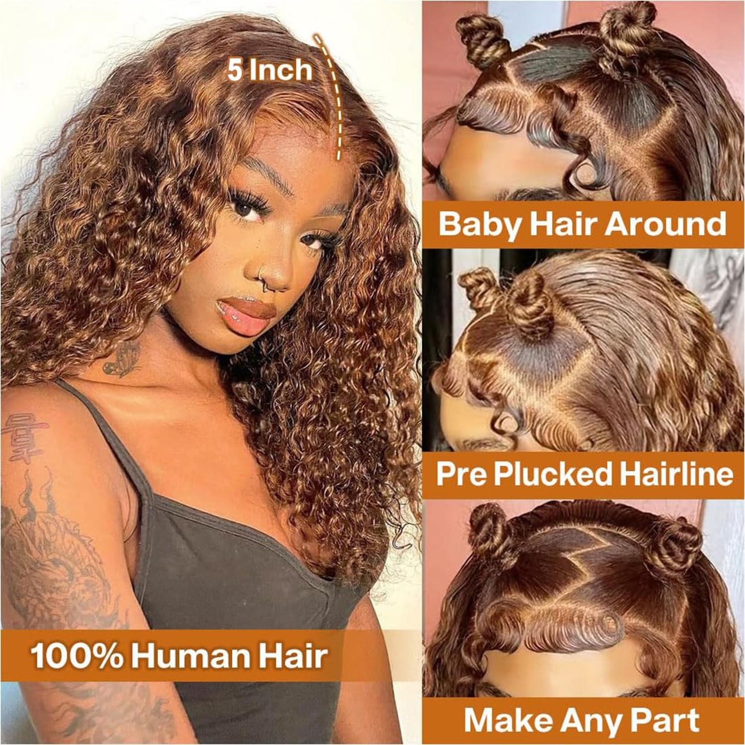 Deep Wave Bob Wig Human Hair Wear and Go Glueless Highlight 5×5 HD … Fast Ship