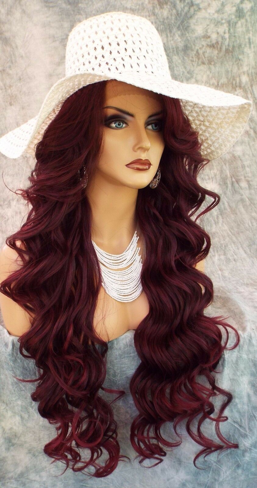 sepia Long 25 inch Wavy Lace Front Wig T1B.Burgundy Gorgeous New with Tags