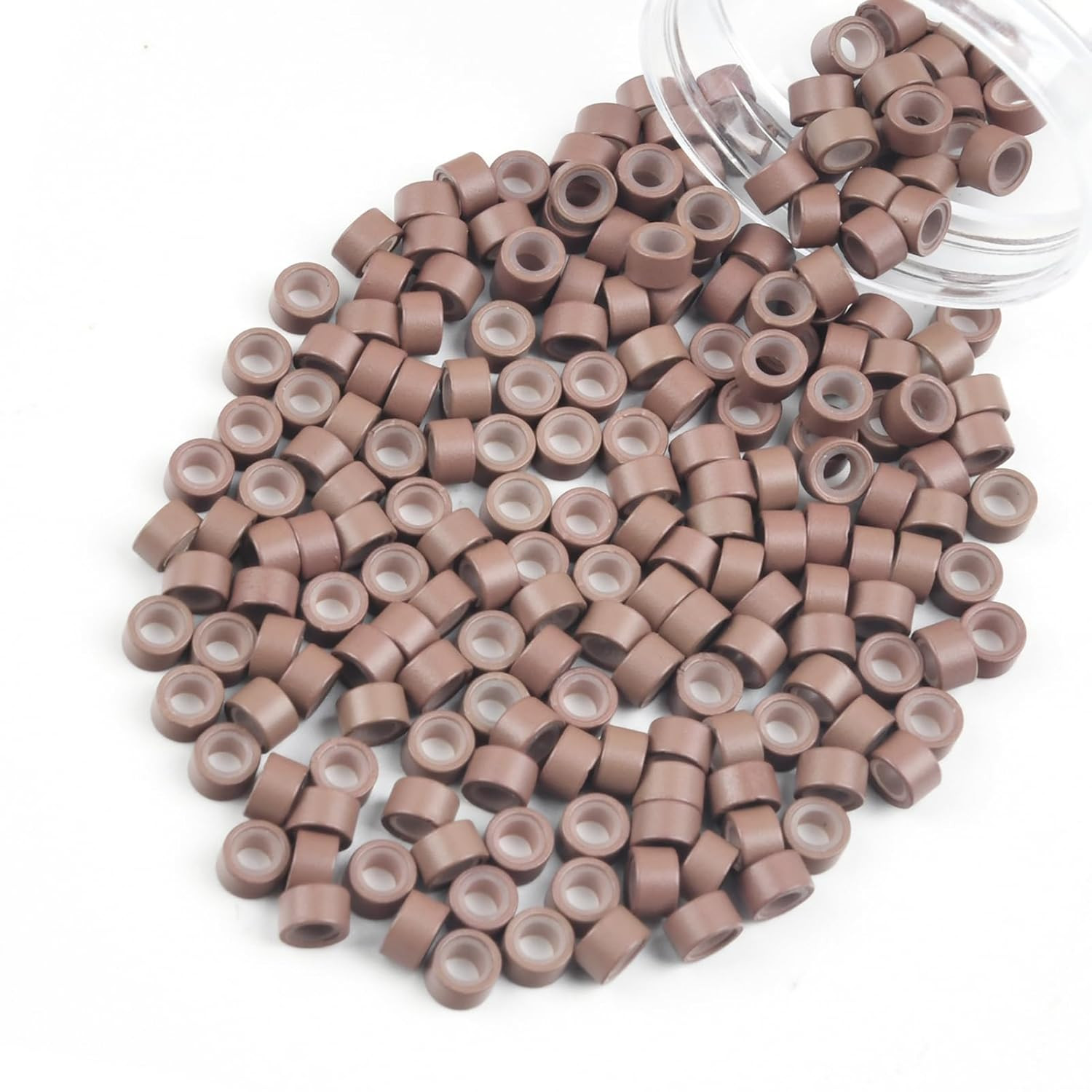 100Pcs 5Mm Silicone Lined Micro Ring Beads for Hair Extensions 5Colors Apply (10