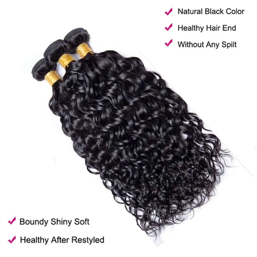 Unilo 14 14 14 Inch Water Wave Bundles Human Hair 100 Unprocessed Curly