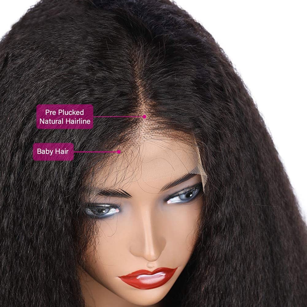 200% Density Transparent Lace Human Hair 13×6 Natural Color Kinky Straigh