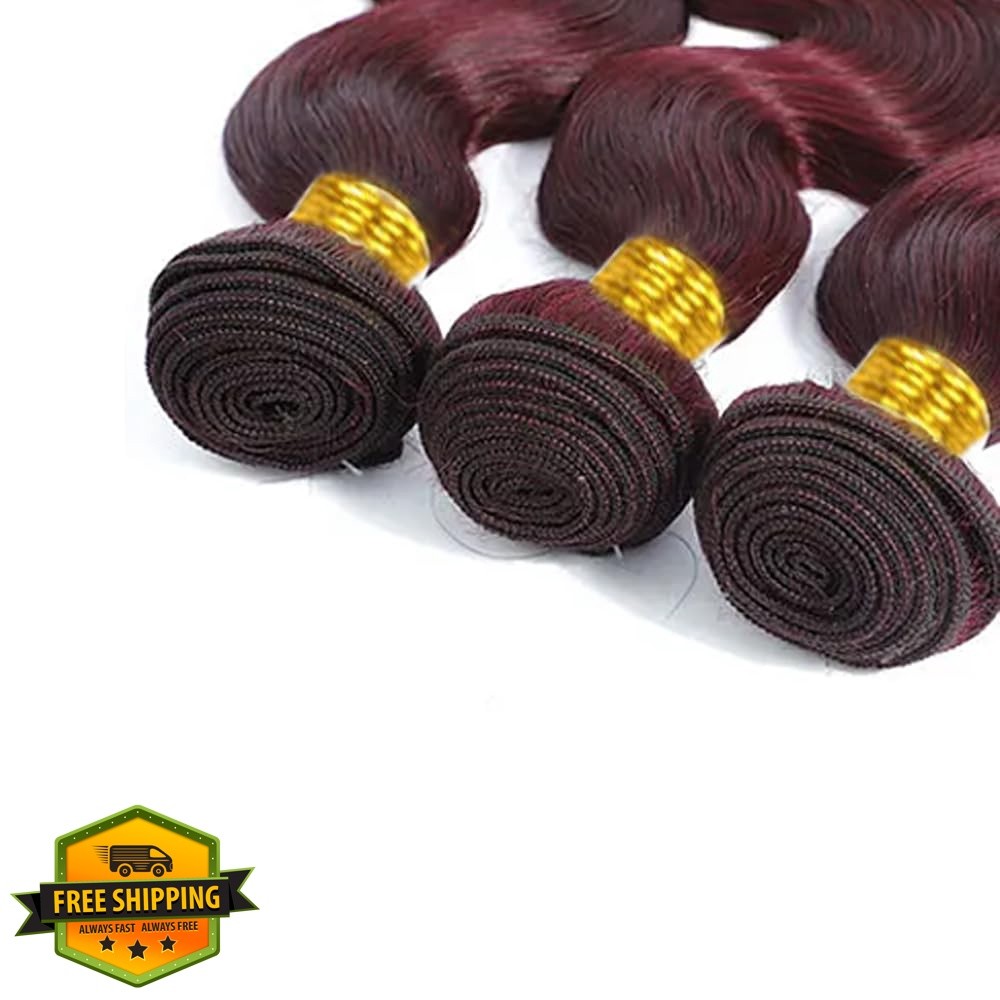 FuivJuix Burgundy Bundles 18″ #99J Brazilian Virgin Hair