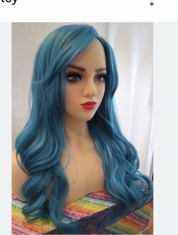 Blue wig For woman Long Hair 32 Inches The Pictures Of The Wig Are NOT exact