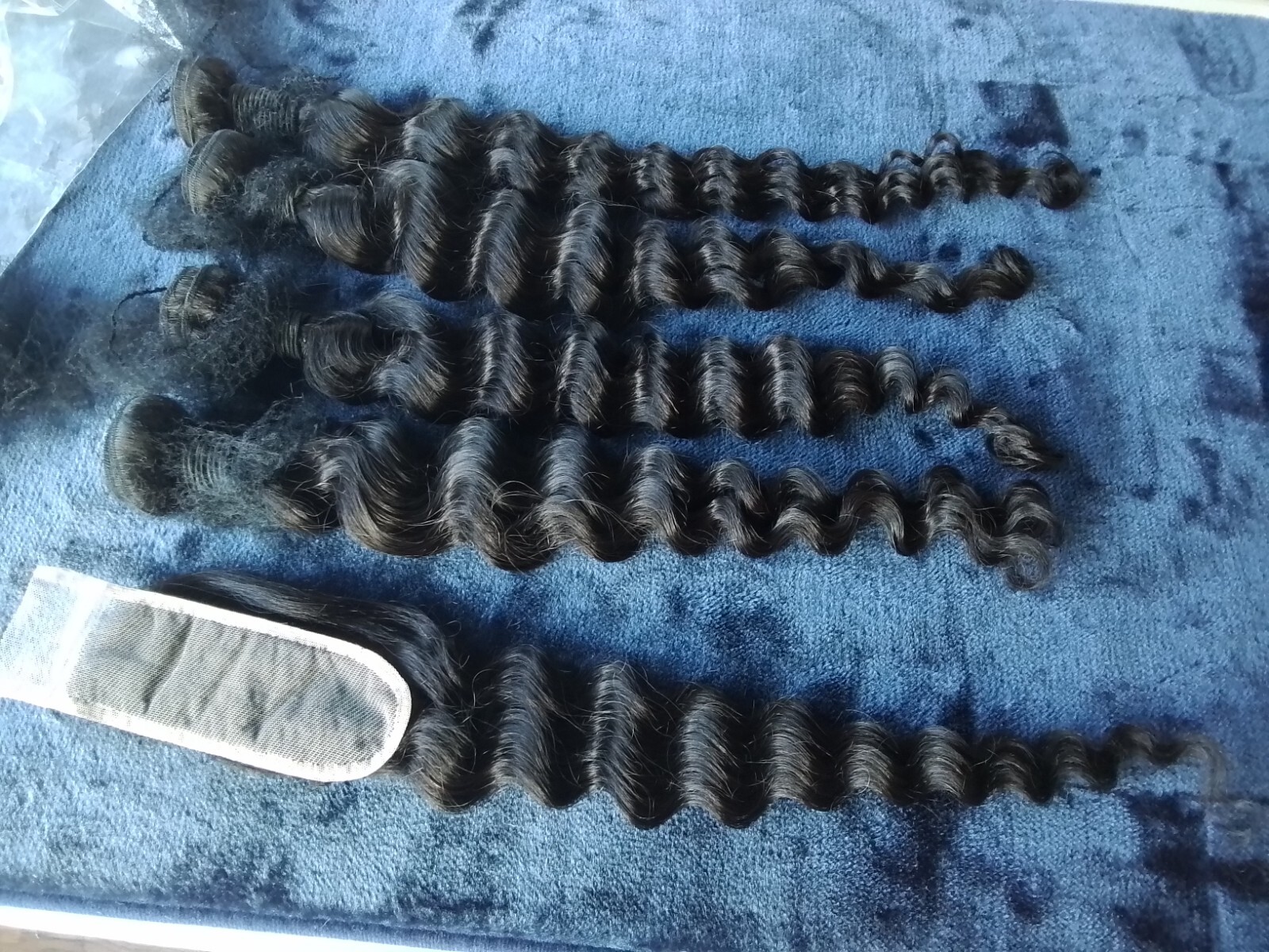 12AA CAMBODIAN VIRGIN LOOSE DEEP WAVES 24+26+28+30&22INCH 2X6 KIM K CLOSURE 450g