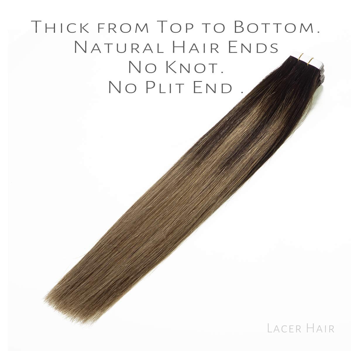 Lacer Tape in Hair Extensions Human Hair 18 Inch Tape Seamless Skin Weft Darkest