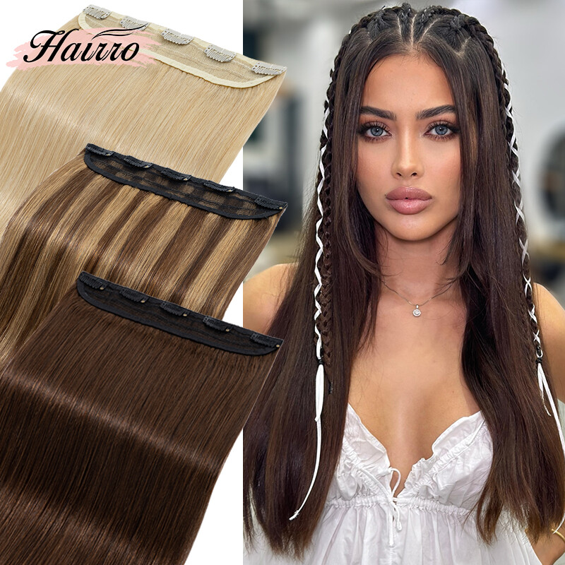 Thick Russian Clip In Human Hair Extensions 100% Remy Hairpiece 3/4 Full Head UK
