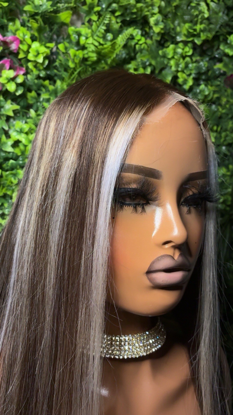 HD Lace Front raw Human Hair 26”Straight 4/613 Highlights Free-Part Long