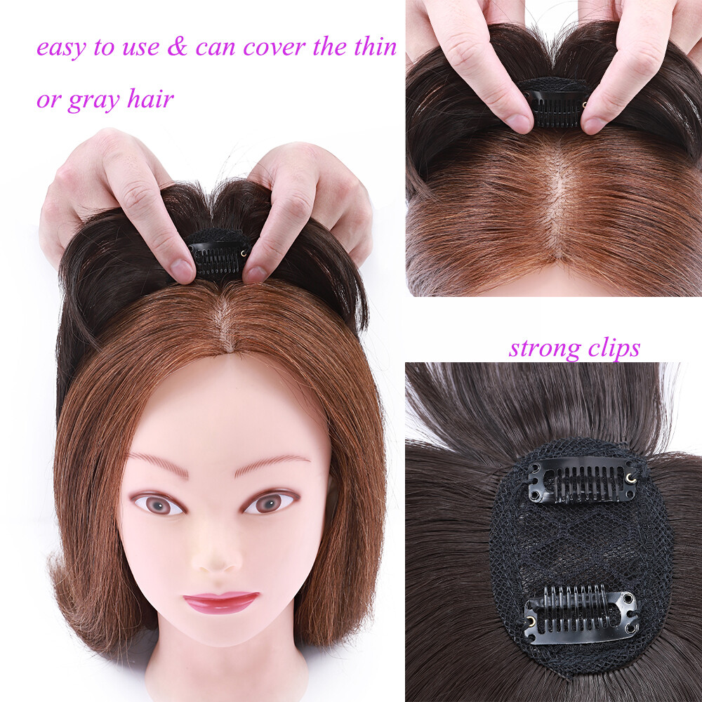Topper Synthetic Hairpiece with Bangs Toupee Extension For Thinning Hair Woman