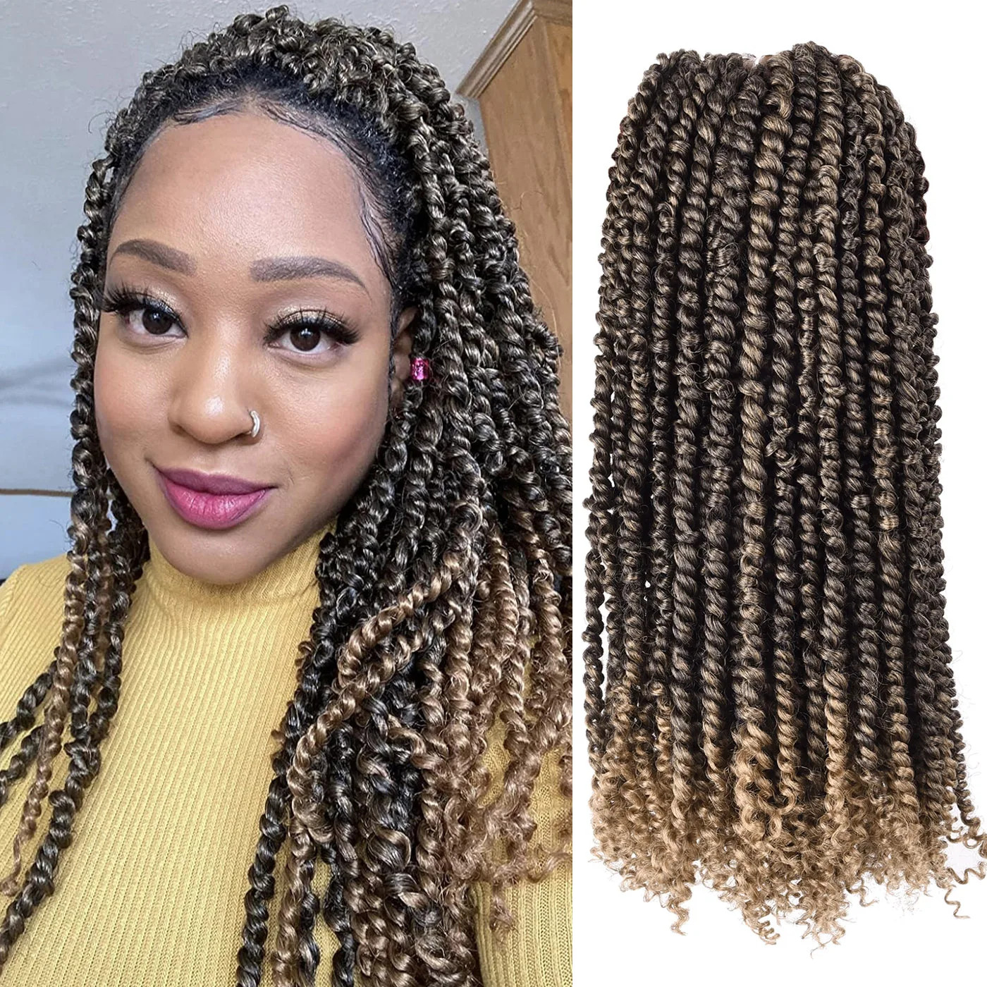 12 Roots Pre-looped Pre-Twisted Passion Twists Crochet Hair Extensions for Women