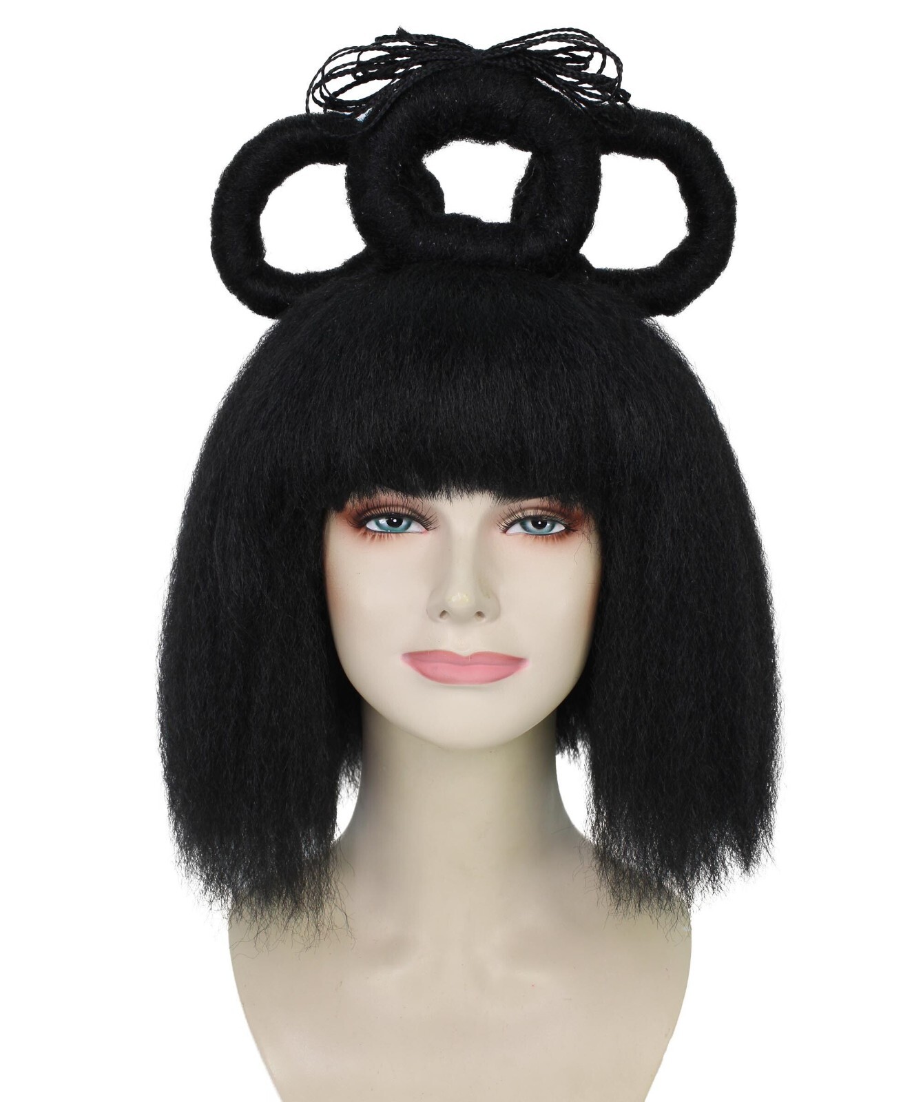 Adult Women’s Black Updo Geisha wig, Perfect For Halloween, Flame-retardant,