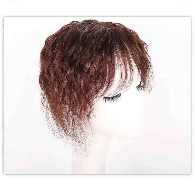 Curly Human Hair Topper with Bang Short Clip-In Hair Extension for Thinning Hair