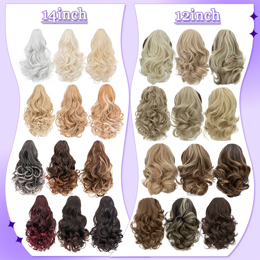 14″ Short Claw On Ponytail Hair Extensions Natural Clip Pony Tail Thick As Human