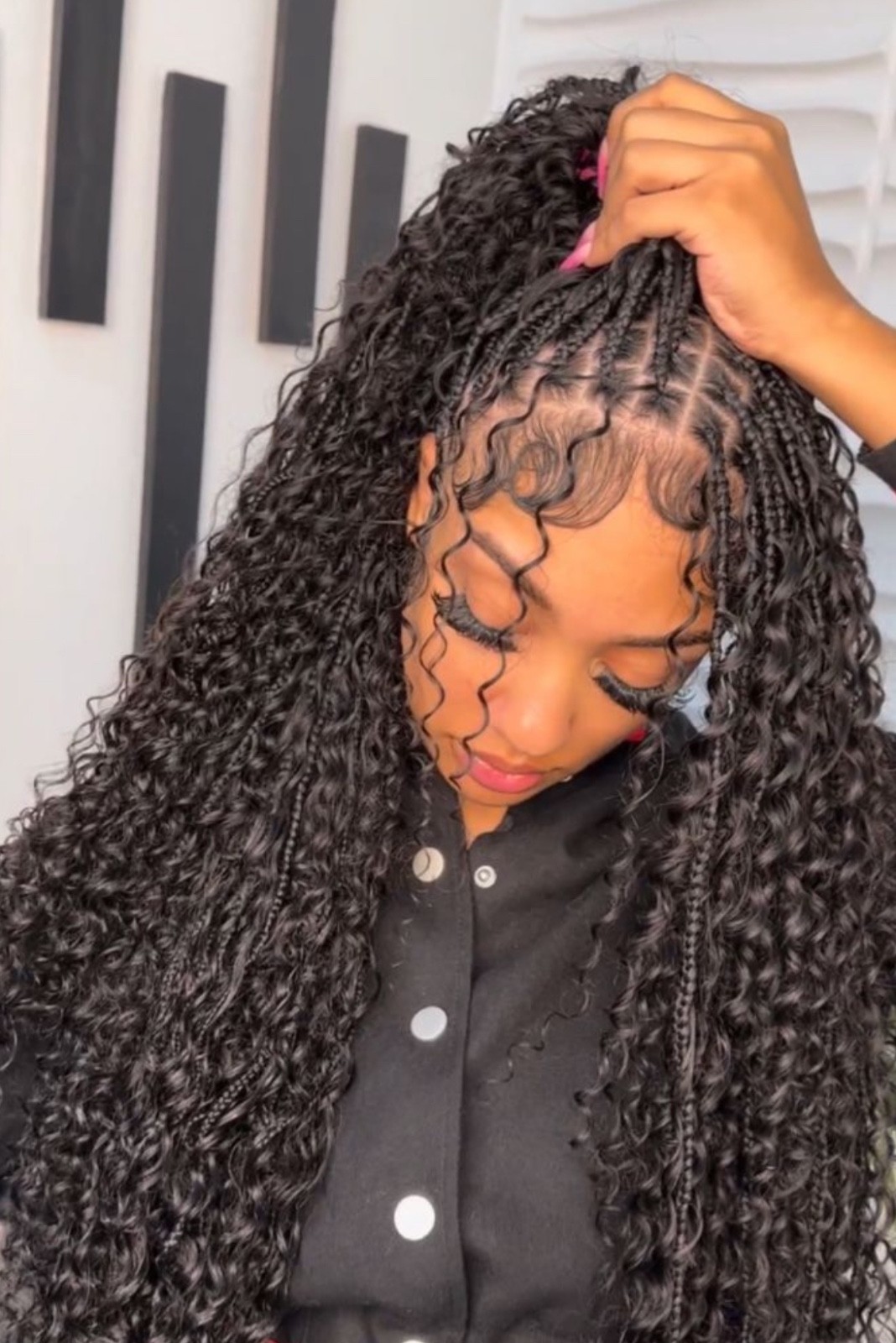 Boho Knotless 52” Braiding Hair + 18” Human Hair Deep Wave Bundles Boho 6 pack