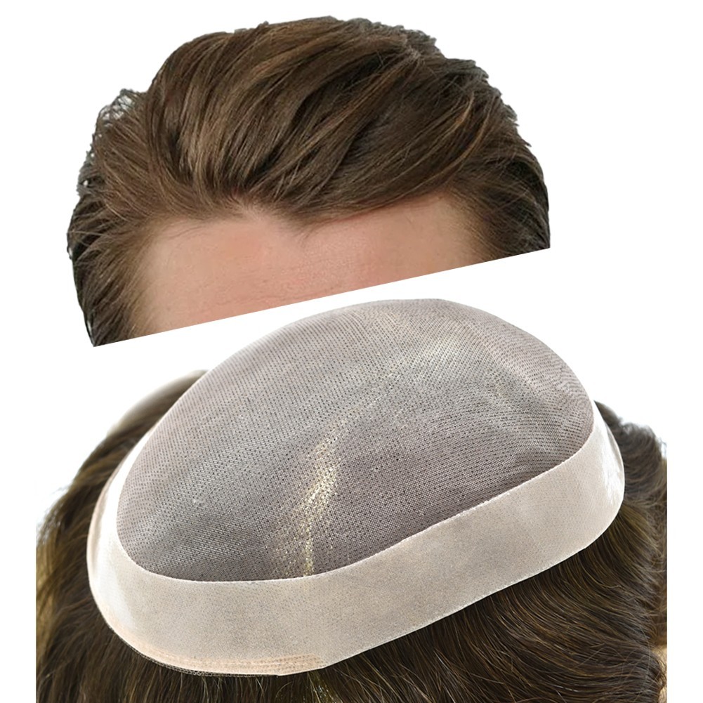 Mens Hair Replacement Fine mono Toupee All Colors Hairpiece PU System Men Wig US