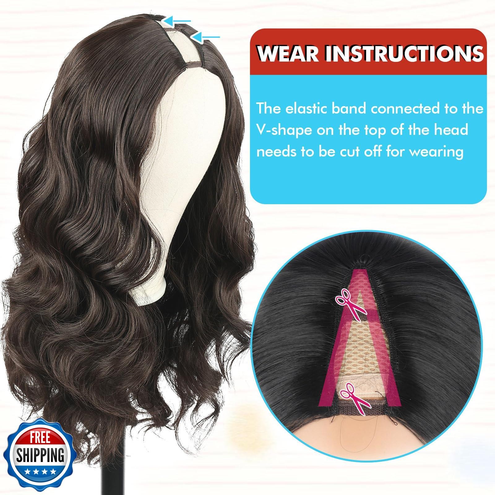 KRSI Brown V Part Wig Body Wave Half Wigs for Black Women Upgrade U Part Wig