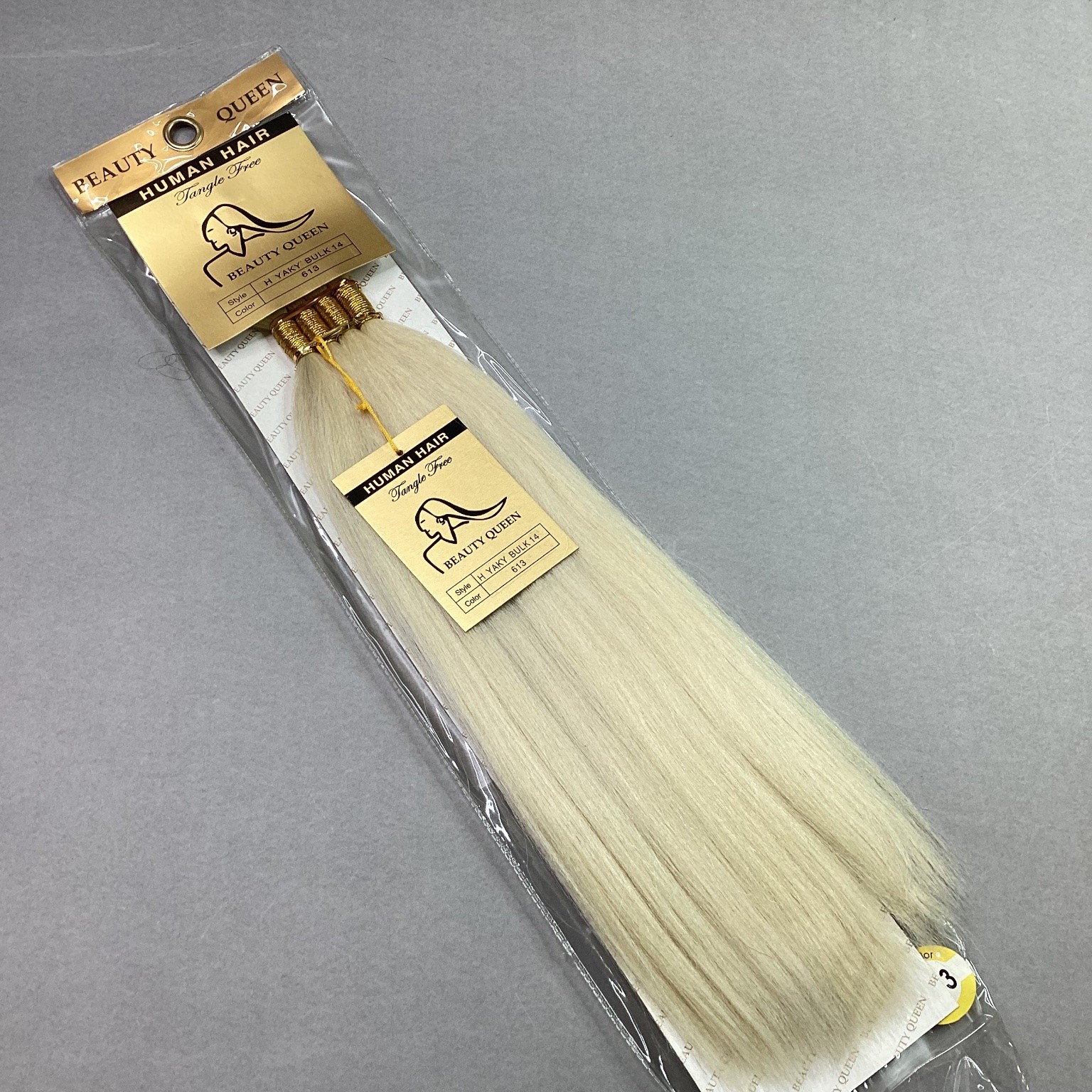 BEAUTY QUEEN Human Hair Extensions H Yaky Bulk 14 613 Platinum Blonde
