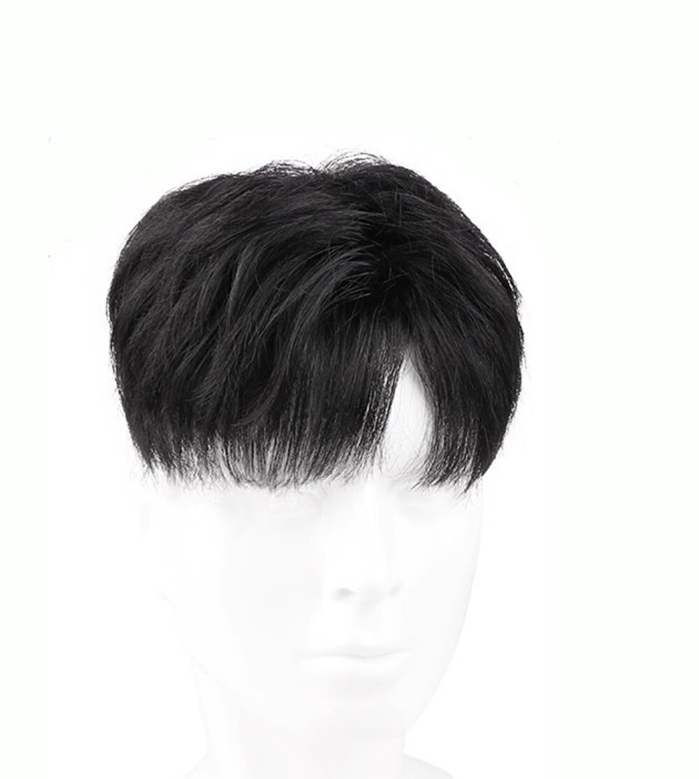 Short Natural Straight 100% Clip in Huamn Hair Clip in Toupee Hairpiece For Men