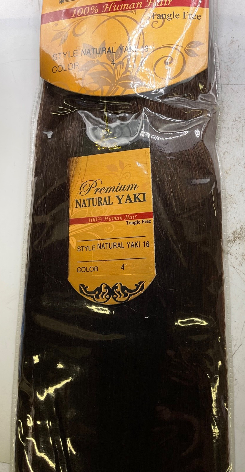 Tina Collection Premium Natural Yaki 100% Human Hair Length: 16″ Color: 4