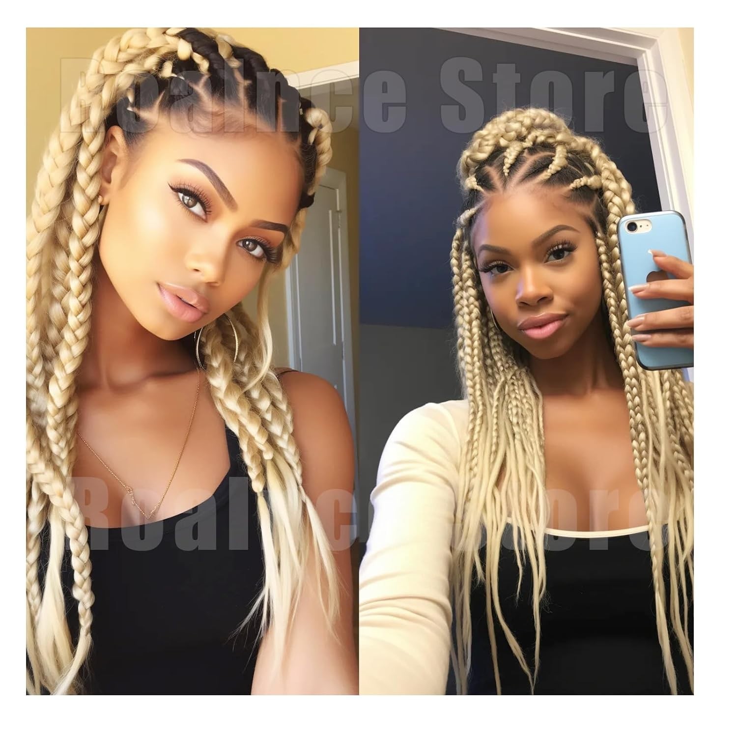 24 inch Pre-Stretched Knotless Braids in Blonde, 3 Pack – Effortless Elegance