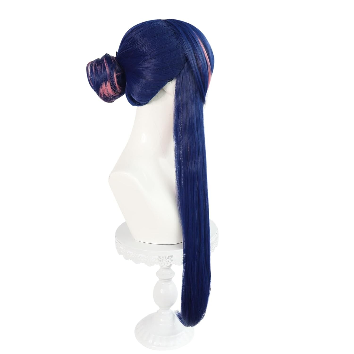 Synthetic Blue and Pink Wig Short+Long Bangs Bun Kawaii Anime Cosplay Party