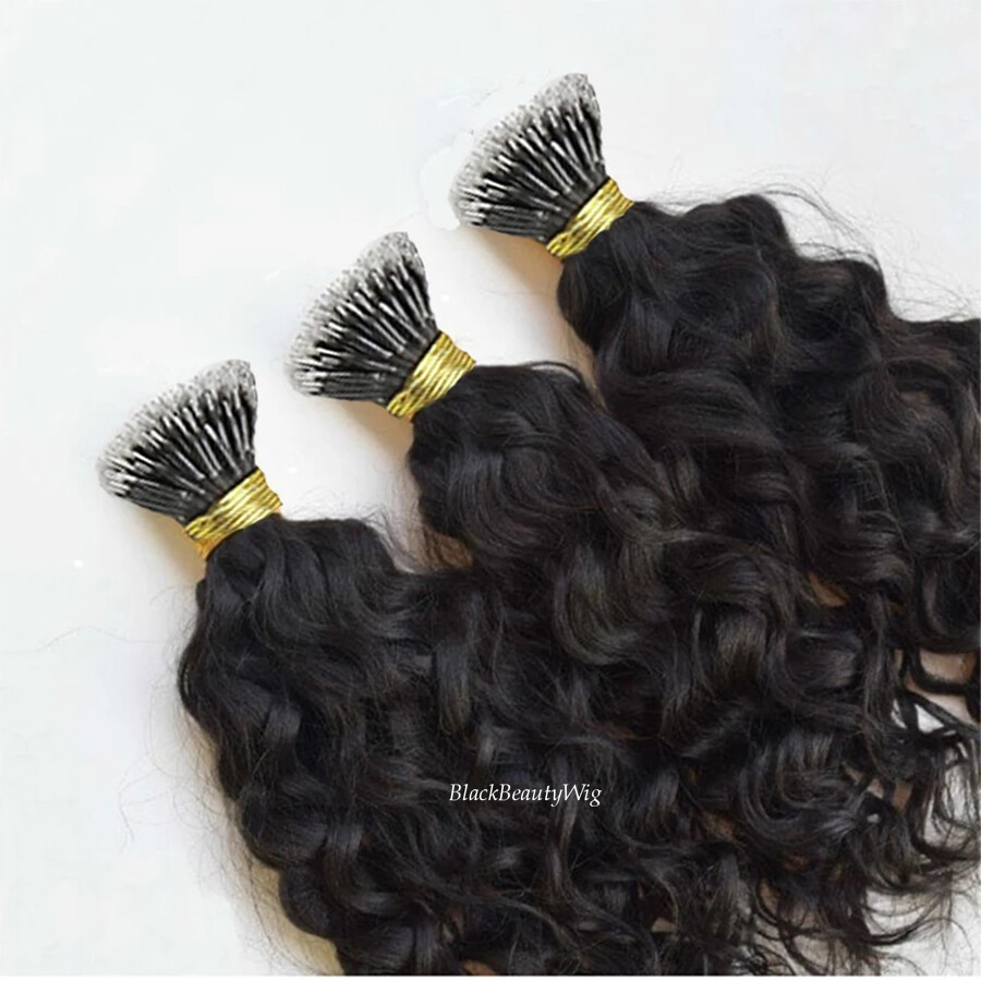 Brazilian Nano Ring Human Hair extension Loose Wave Nano Ring I Tip Hair 100Pcs
