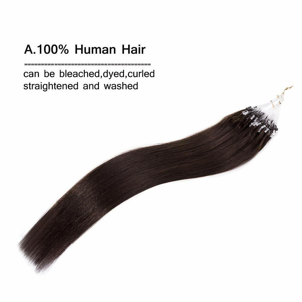 Micro Link Hair Extensions Remy Human Hair Micro Beads Loop Straight Hair 10A US