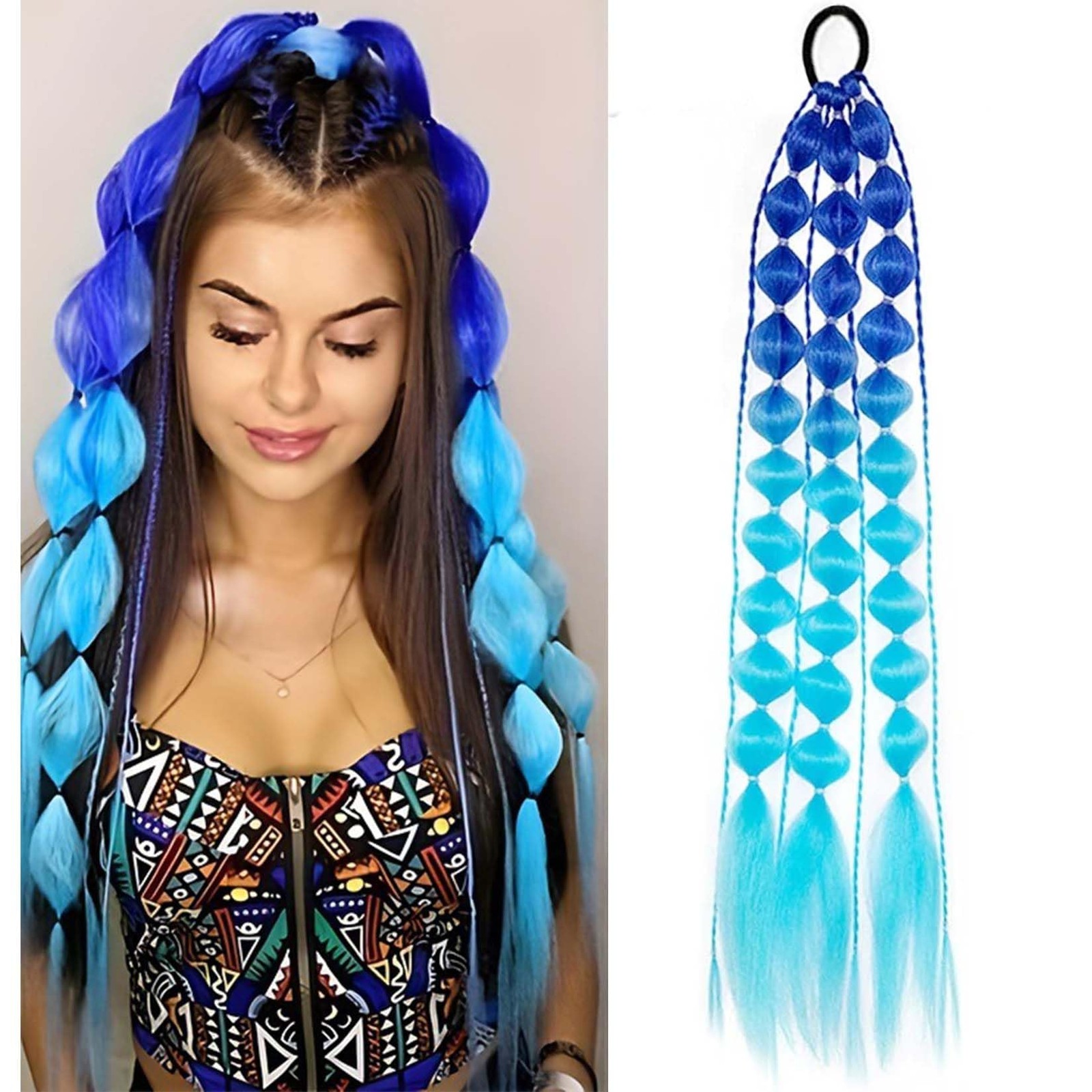 Colored Bubble Ponytail Extension with Hair Tie Long Colored Hair Extensions …