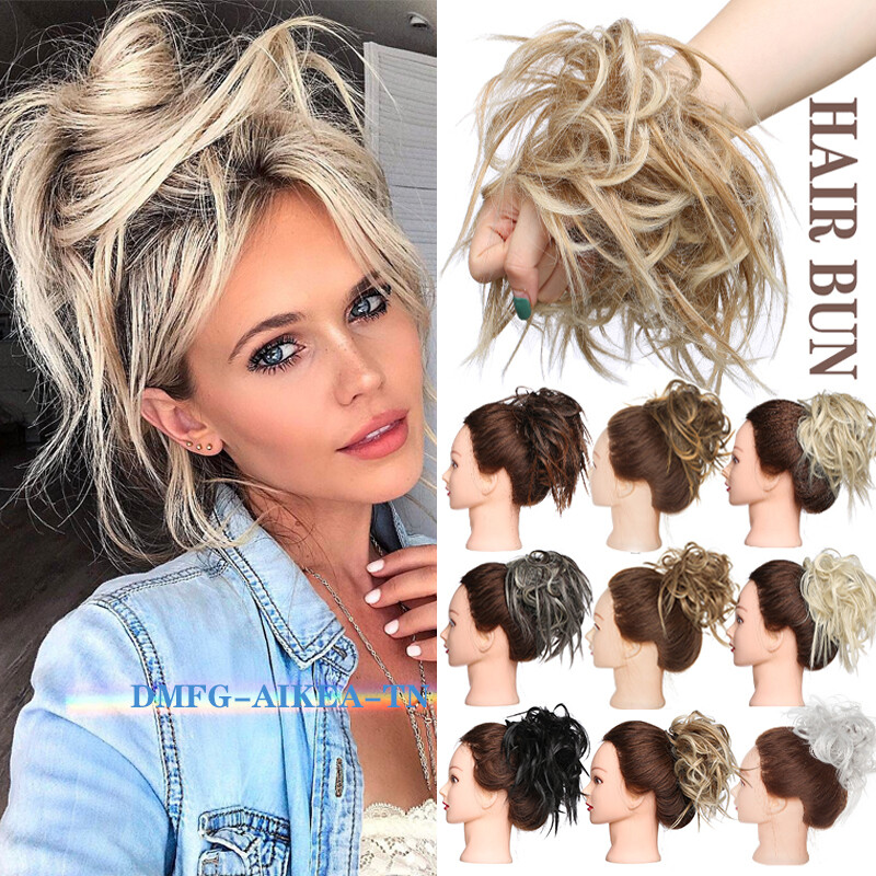 7″ Messy Bun Hair Piece Scrunchie Updo Real Thick Hair Extensions as Human Hair
