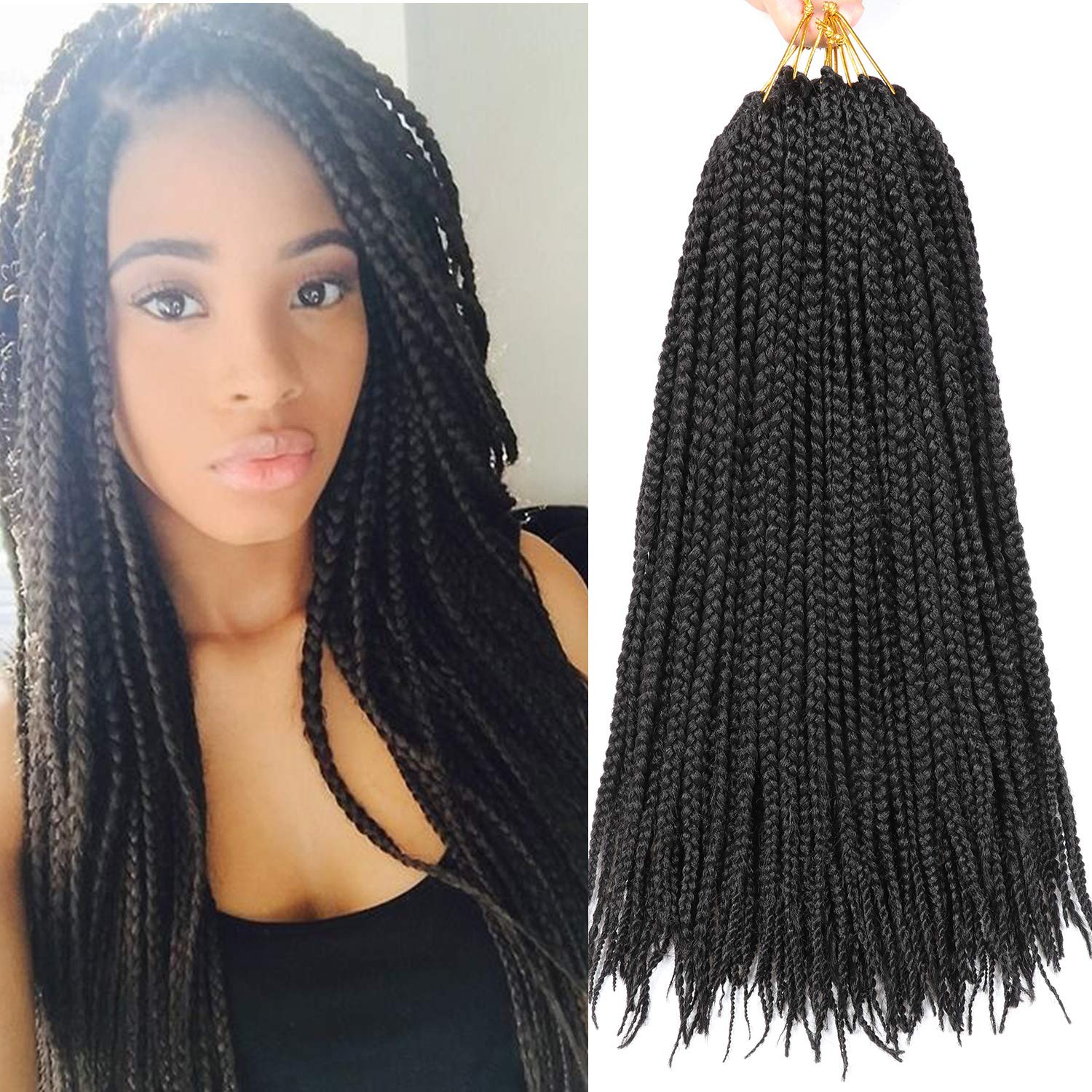 7 Packs Goddess Box Braids Crochet Hair 18 Inch Prelooped Crochet Box Braids Cro
