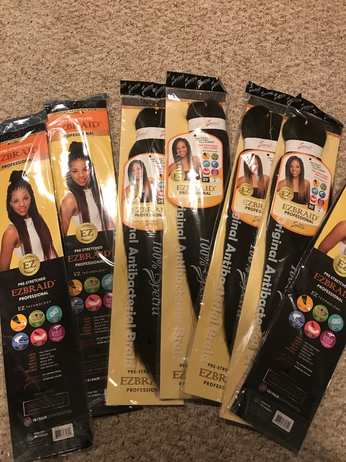 EZBRAID I&I Hair 100% Spectra Pre-Stretched 20” Color 4 Medium Brown Lot Of 7.