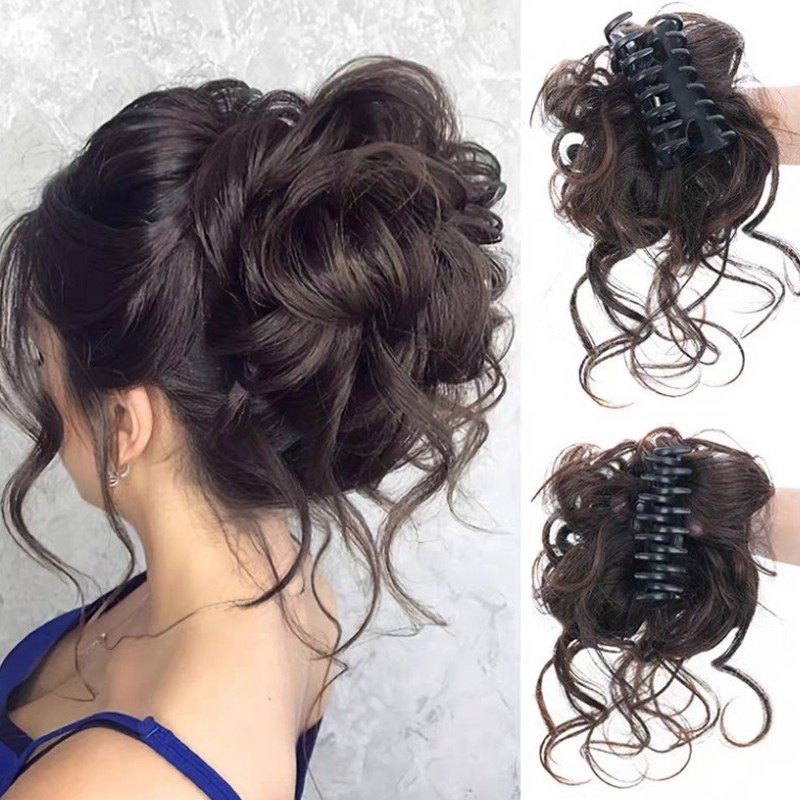Synthetic Hair Bun Chignon Messy Curly Gripping Clip Elastic Women False Hairpin