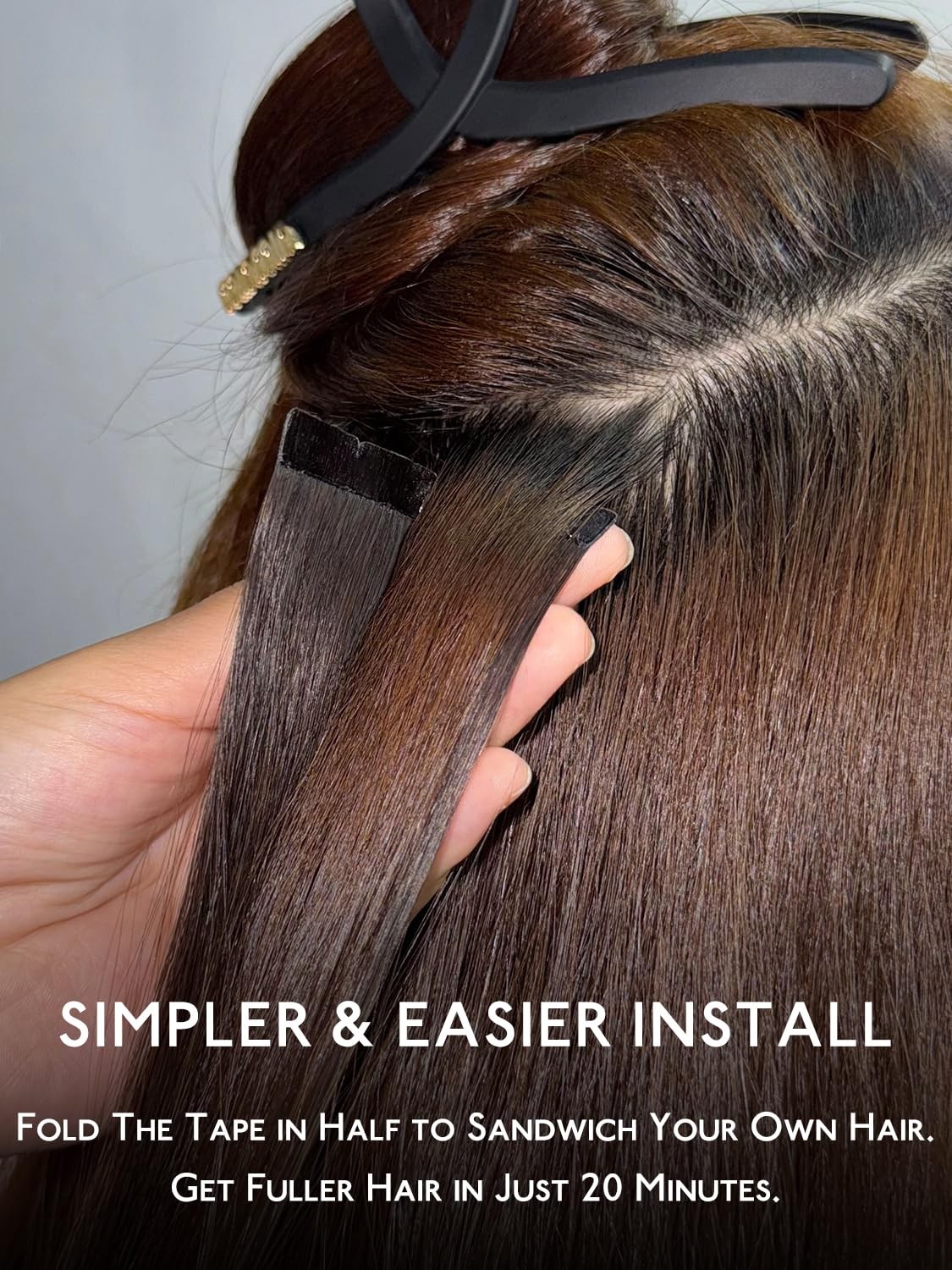 Tape in Hair Extensions 20 Inch 20g 4pcs Chocolate Brown 8cm – Invisible Remy