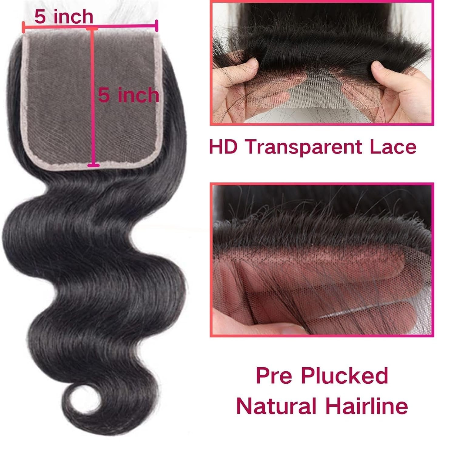 5×5 Hd Lace Closure Human Hair Hd Closure Body Wave Closure 12A Virgin Remy H…