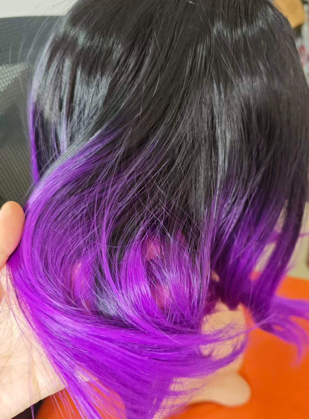 Ombre Black to Purple Wig Short Bob Wigs Shoulder Length Bob Hair Short Straigh