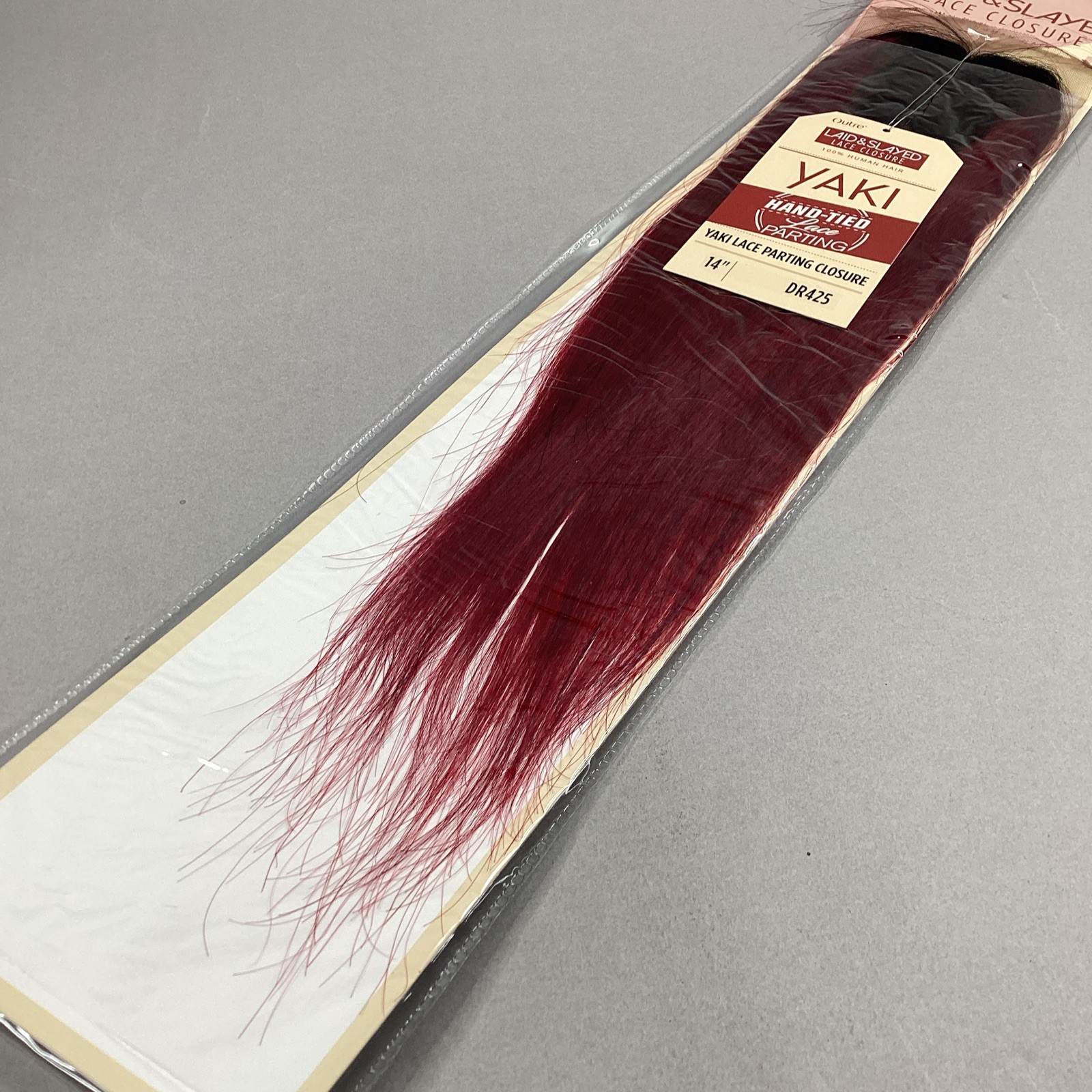 14” Straight DR425 Burgundy Melted Lace Closure Unprocessed Human Hair