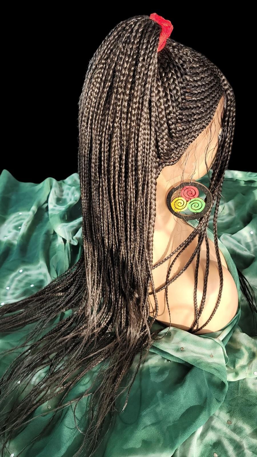 Braided Wig Dark Brown #4 Long Box Braids Lace Front Glueless 22″ Handmade NWT