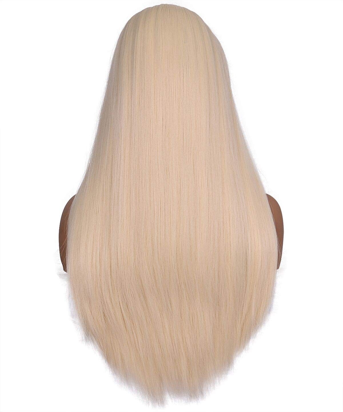 Women’s 26 inches Long Straight Blonde Synthetic Resistant Hair Wigs with Bangs
