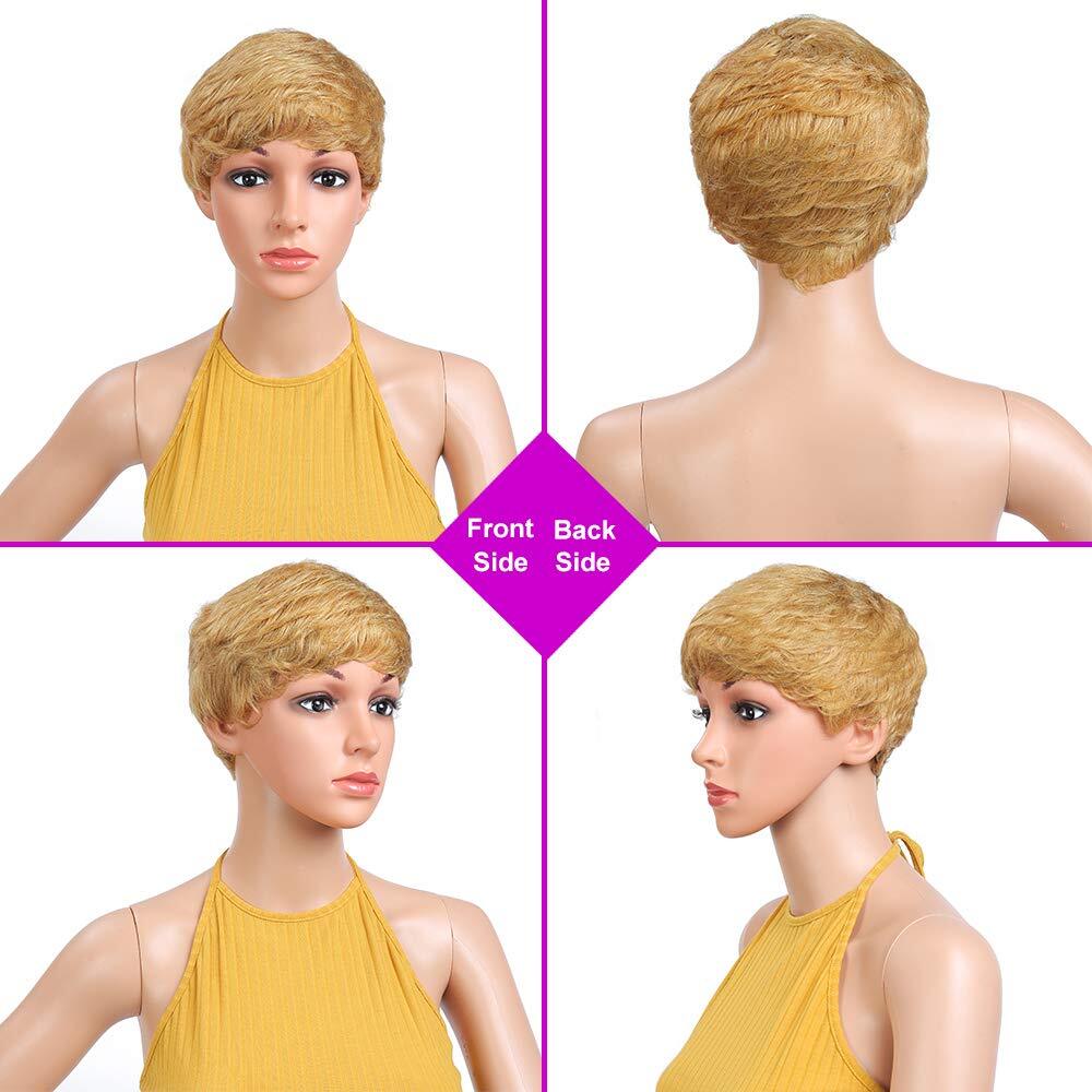 Short Pixie Cut Wigs Human Hair Wigs Layered Black Pixie Wigs