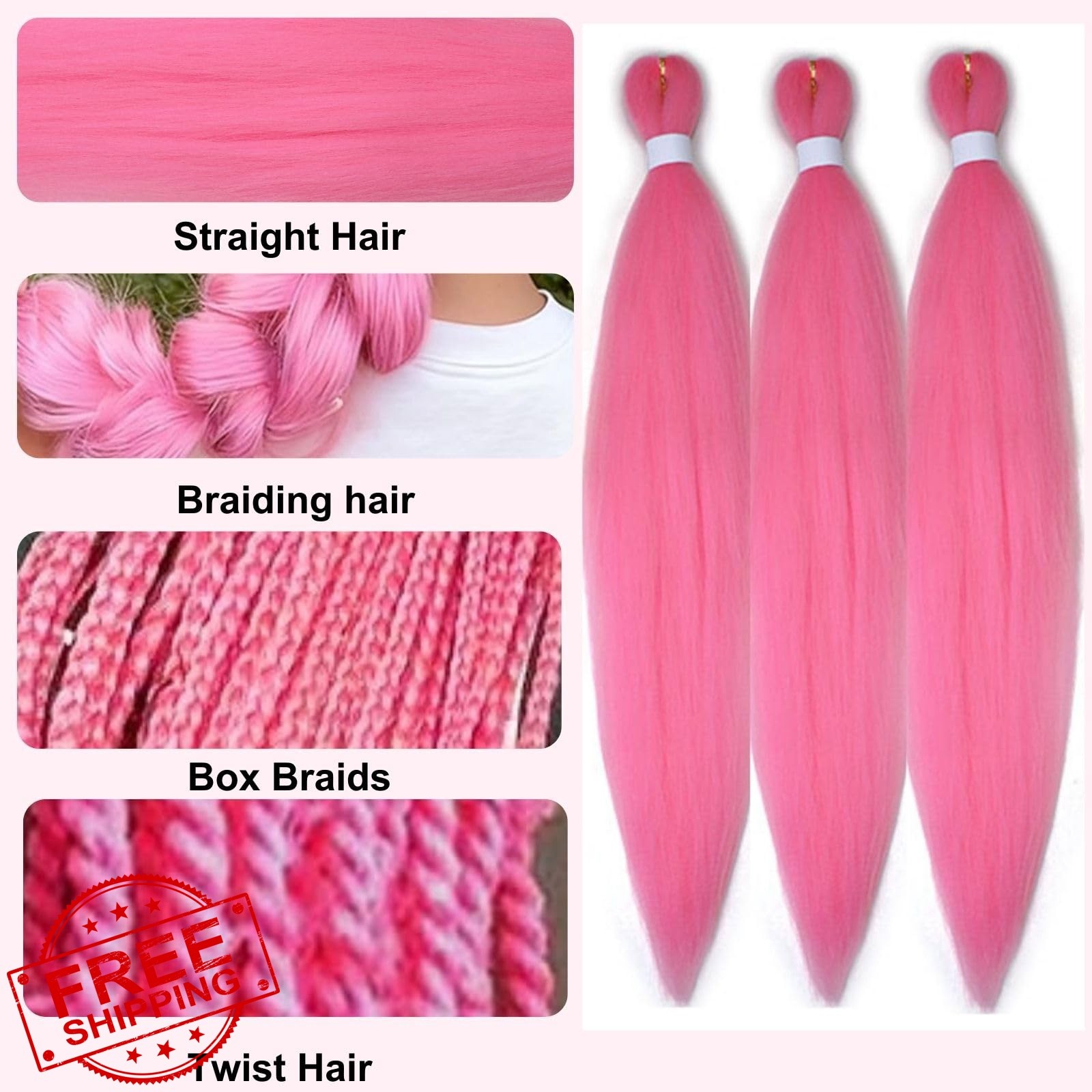 gaoleif Pink 26 Inch Braiding Hair