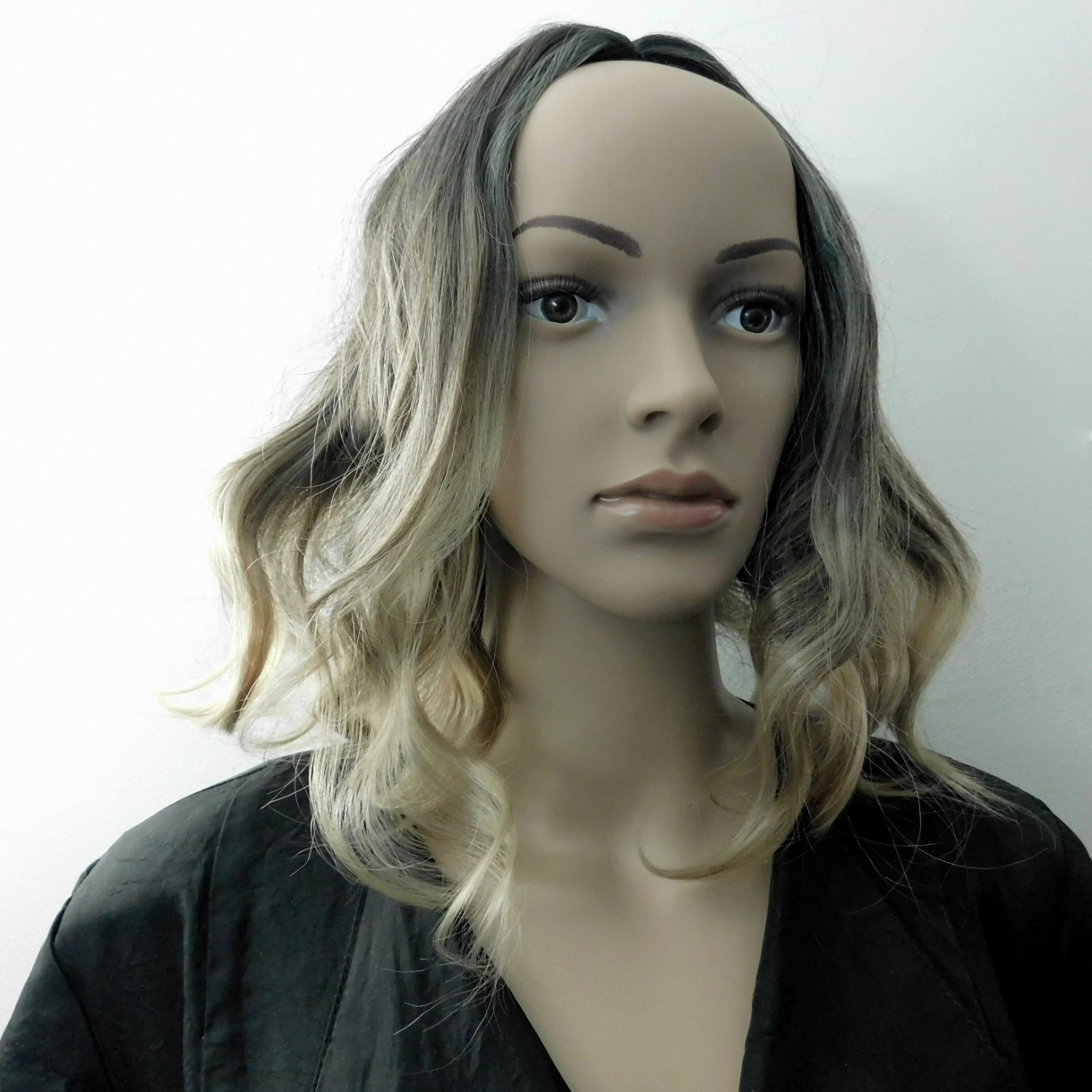 Synthetic Hair Enhancing Wiglet Topper Wig Dark Brown to Blond Medium Wavy Curl