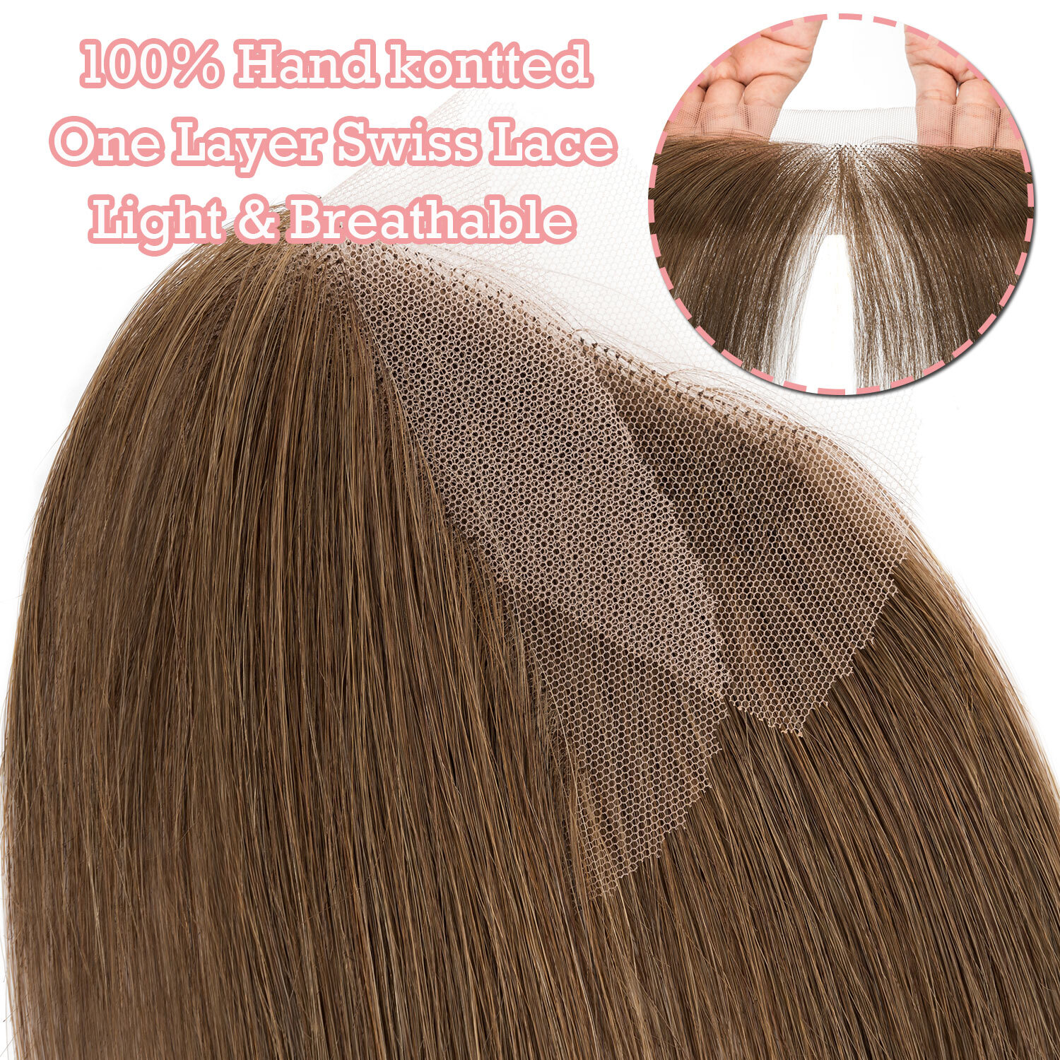 USA FULL LACE HAND-TIED FRONT HAIRLINE HUMAN HAIR PATCHES Hairpiece Women Topper