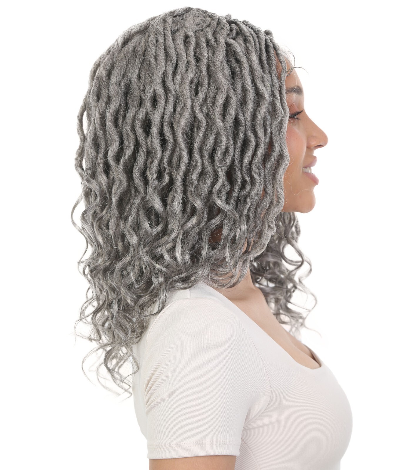 LUXLUXE Andrea 4×4 Curly Long 4X4 Hand Tied Lace Braid Wig