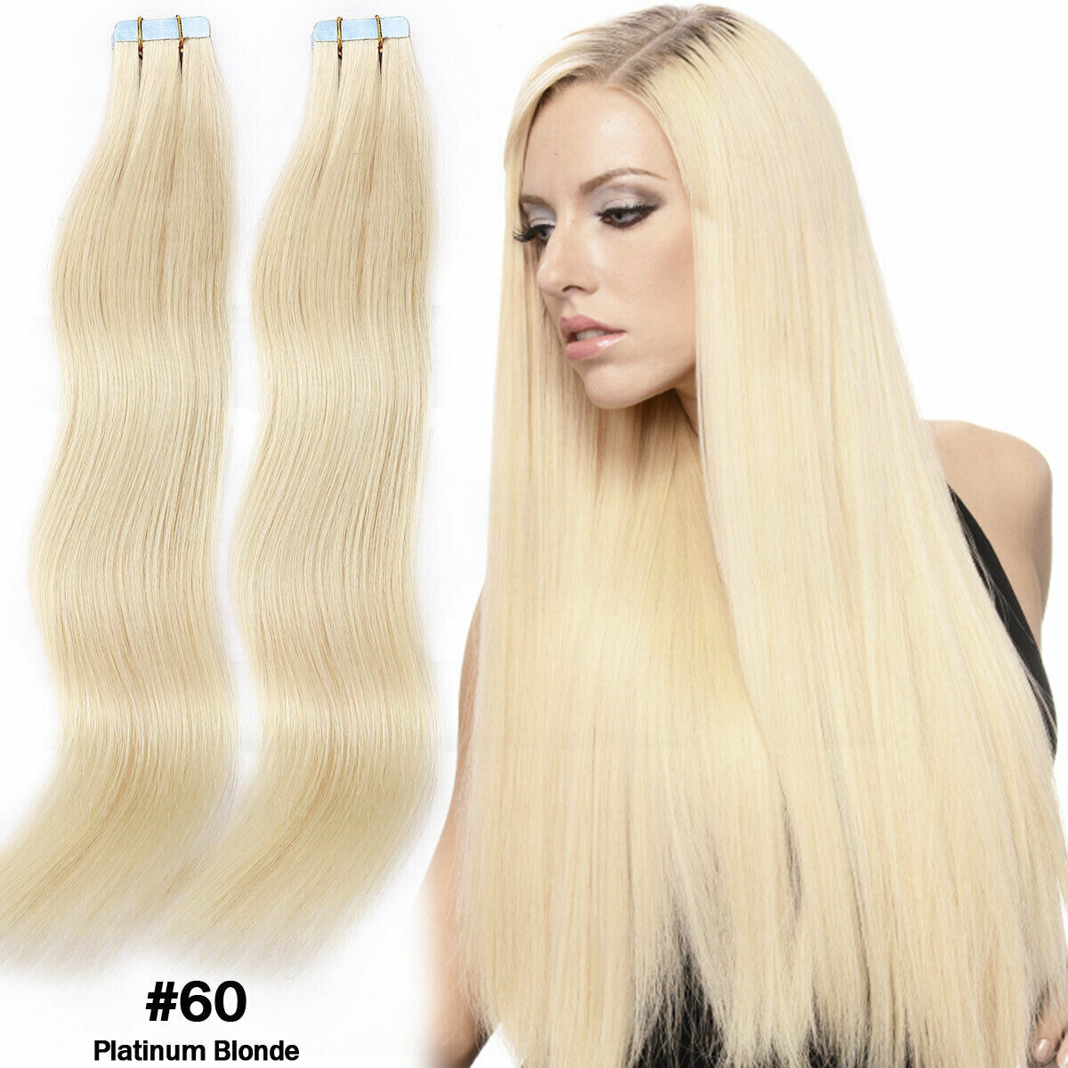 Seamless Tape-in Human Hair Extensions Double Sided Adhesive Skin Weft Real Hair
