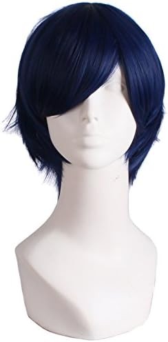 Men’s Short Straight Wig Cosplay Costume Wig (Midnight Blue)