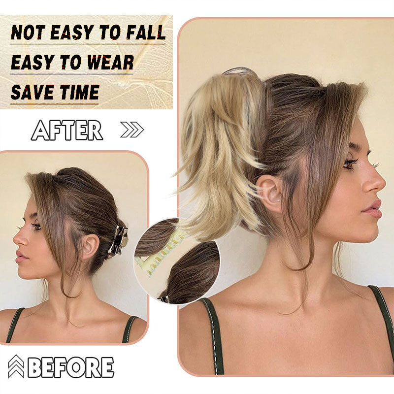 Hair Extensions Ponytail Clip In Natural Claw On Bendable Pony Tail Hair Pieces