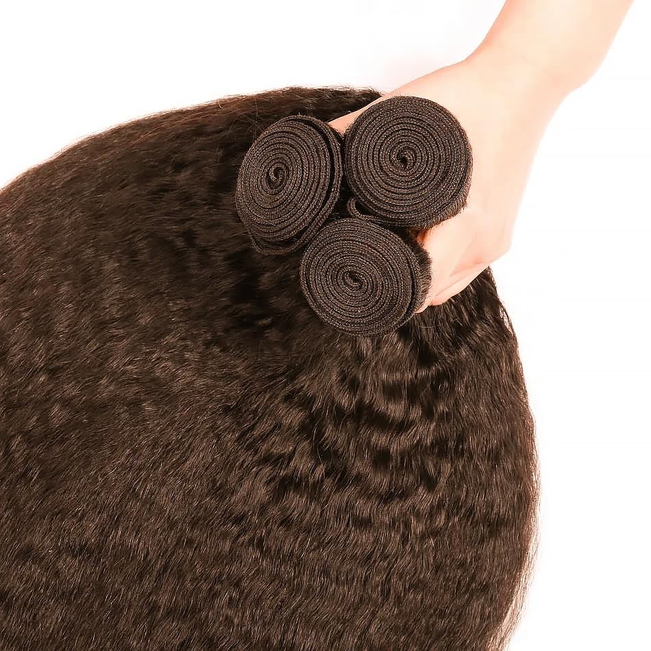 Suhkrpt 22 24 26 Inch Color 4 Bundle Dark Brown Yaki Straight Human Hair