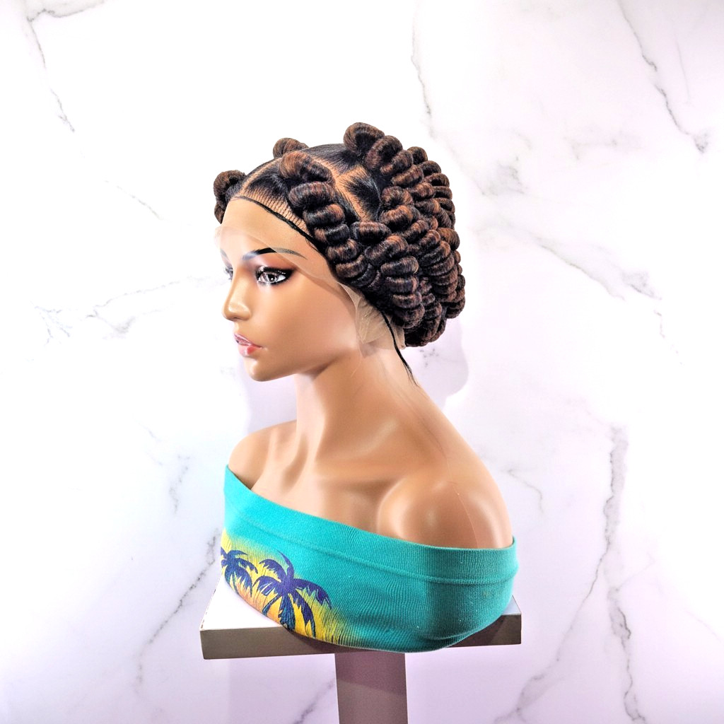 Jumbo Twist Braided Wig Full Lace Baby Hair Spring Twist Bantu Knots