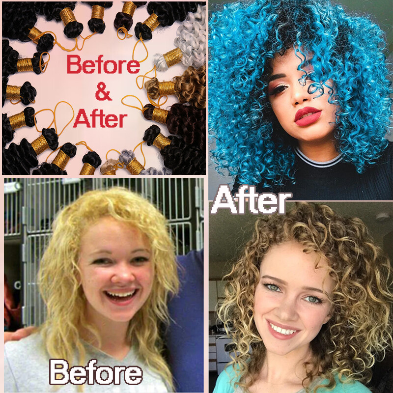 5 Pack Afro Deep Water Wave Hair Extensions Kinky Curly Crochet Braid Hairpiece