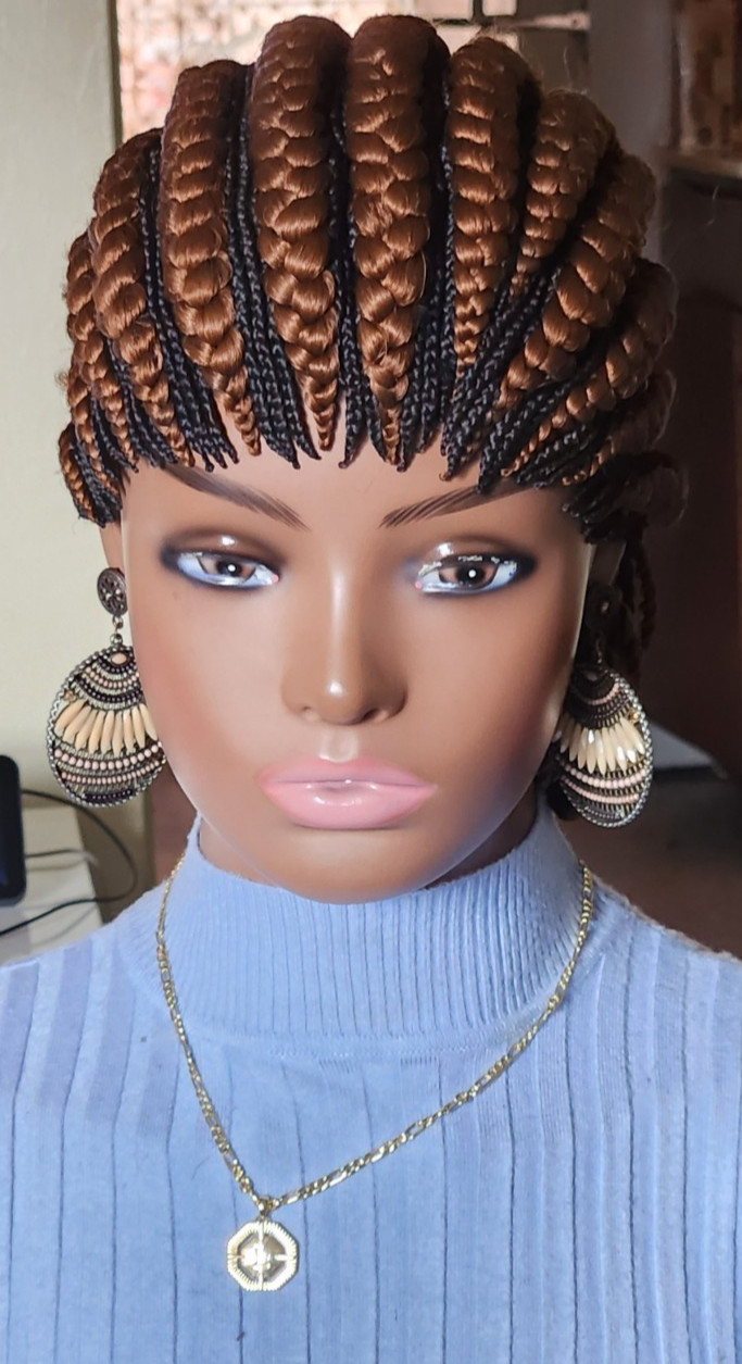 handmade braided cornrows wig pony Elephant Dark brown/1B